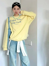 Korean Style Letter Sweatshirt Women Sweet Vintage Butter Yellow Hoodies Casual Oversize Street Long Sleeve Pullover voguable