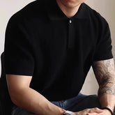 New Men's Clothing Light Luxury Business Polo Shirt Casual Slim-fit Knitted Solid Color Short Sleeve T-shirt High Quality Tops voguable