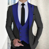 Voguable Men's Classic Peaked Lapel Suit, Slim Fit Tuxedo, Wedding Blazer, Vest and Pants, Formal Suits for Men, Elegant, 3 Pcs voguable