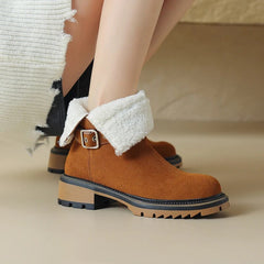 New Cow Suede Leather Snow Boots Women Warm Winter Boots Platform Boots Side Zipper Fashion Ankle Boots Shoes for Women voguable