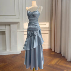 Fashion Folds Slim Dress Women's Irregular Ruffled Edge Waist Cinching Suspender Dresses 2025 Summer New Tide 3QW1329 voguable