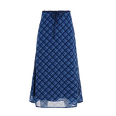 Voguable Y2K Mid Length Skirt Retro Plaid High Waisted Women Slimming Waist Cinching Chiffon Skirt voguable