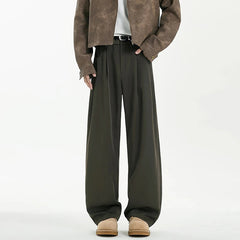 Green Black Suit Pants Men Fashion Society Mens Dress Pants Korean Loose Wide Leg Pants Mens Office Formal Trousers M-3XL voguable