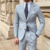 Voguable 7XL-XS (Jacket + Pants) Italian Style Luxury Striped Men Party Tuxedos Fashion Men's Wedding Social Slim Fit Suit 2 Piece Set voguable