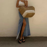 Voguable Irregular Split High Waist Vintage Denim Button Autumn Long Skirts Slimming Mujer All-match Casual Skirt Streetwear Winter voguable