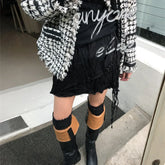 Voguable Korean Fashion Lace Up Irregular Solid Color A-line Skirt Women 2024 Spring New Street Style High Waist Pleated Casual Skirt voguable