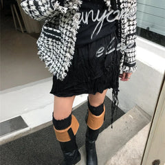 Voguable Korean Fashion Lace Up Irregular Solid Color A-line Skirt Women 2024 Spring New Street Style High Waist Pleated Casual Skirt voguable