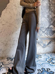 Streetwear Slim Flare Pant Women Sexy Low Waist Fall Vintage Wide Leg Trousers Casual American Lace Up Female Retro Black Pants voguable