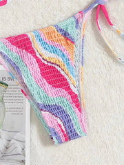 Voguable Sexy Brozing Bikinis Sets Women Luxury Striped Underwire Red Tie Dye Micro Swimsuit 2024 Bathing Suit Tie Side Thong Swimwear voguable