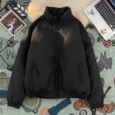 Voguable Vintage Corduroy Parkas Women Harajuku Black Puffer Jacket Winter Korean Stand Down Coats Long Sleeve Cotton Padded Outerwears voguable