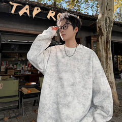 Spring Casual Fashion Tie-dye Hoodies for Men Sweatshirt O Neck Black White Hip Hop Pullover Streetwear Korean Harajuku