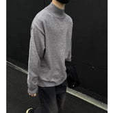 Men's Light Luxury Knit Mock Neck Sweater Autumn Winter Fashion Korean Long Sleeve Streetwear Leisure All-match Knitwear