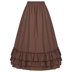 Brown Ruffled High Waisted Long Victorian Skirt Steampunk Skirts Womens Party Wear Gothic Vintage Clothes Medieval Costume Sexy voguable
