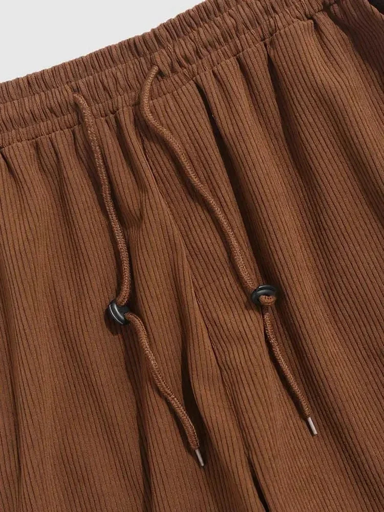 Voguable  Corduroy Cargo Pants Men Streetwear Black Cargo Trousers Male Joggers Hip Hop Green Brown Loose Japanese Pocket Korean voguable