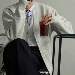 Autumn Fashion Men Luxury Knitted Sweater Coats Trendy Korean Popular V Neck Long Sleeve Cardigan Jacket Casual Stylish Knitwear voguable
