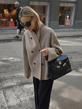 Women's Woolen Coats Loose Casual Retro Double Breasted Stand Collar Short Jacket Office Lady Outerwear Autumn Winter 2024 voguable