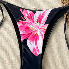 Bikinis Set Summer Fashion Sexy Sleeveless Halter Neck Floral Thong Beach Style Bikinis Set For Women voguable