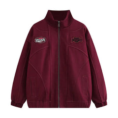 American Retro Trend College Style Patch Embroidered Lapel Jacket Men Women Fashion Loose Casual Versatile Jacket Trendy Tops voguable