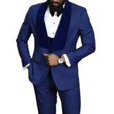 Voguable New Design Formal Groom Tuxedo Suits For Men Velvet Shawl Lapel Slim Fit Formal Wedding Male Suit 3 Piece Set(Jacket+Vest+Pants) voguable