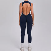 Voguable V Backless One Piece Women Training Yoga Sportswear Women Sports Jumpsuit Fitness Rompers Stretch Female Workout Bodysuits voguable