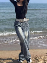 HOUZHOU Y2k Vintage 90s Streetwear High Waist Wide Leg Pants American Retro Grunge Casual HipHop Oversized Baggy Denim Pant 2024 voguable