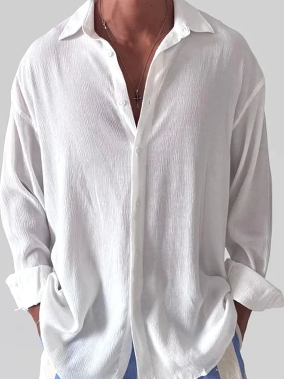 Voguable American Retro Cotton Linen irt Men Texture Sensation Slim Long Sve Open Cardigan Thin Linen Breathable Workwear irt voguable