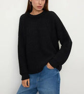 Voguable Round neck pullover, new autumn/winter, lantern sleeves, hollow knit sweater, loose casual sweater voguable