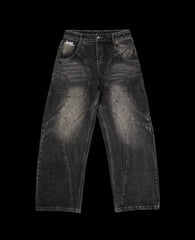 2025 High Street Trendy Brand Baggy Wide Leg Jeans Men Harajuku Y2K Streetwear Punk Retro Embroidery Splicing Straight Leg Pants gotmes-shop