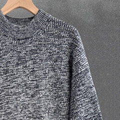 New Japanese Retro Men Sweater Light Luxury Knitted O Neck Grey Long Sleeve Pullover Casual Loose Premium Thickened Knitwear voguable