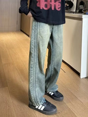 Blue Jeans for Men Washed Simple Fashion Vintage Straight Trousers High Street Personality Handsome Ulzzang Pantalones Hombre voguable