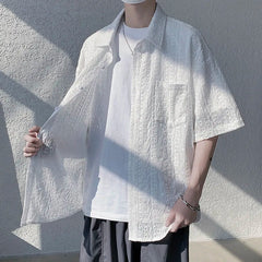 Summer Short Sleeved Shirt Men Casual White Shirt Men Streetwear Hip-hop Loose Hollow Shirt Mens Hawaiian Shirt Plus Size 5XL voguable