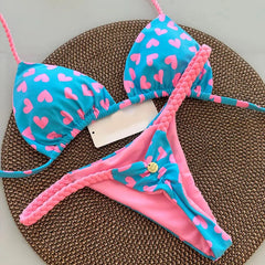 New Women's Bikini Split Print Swimwear Fashion G-string Beach Holiday voguable