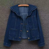 Voguable Spring Autumn New French Doll Collar Denim Jacket Women's Short Outwear Fashion Loose Korean Long Sleeve Jeans Jackets Tops voguable