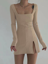 Ribbed Knitted Long Sleeve Dress mysite