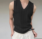 Men Tank Tops V Neck Sleeveless Summer Male Vests 2025 See Through Tops Breathable Fashion Men Clothing Streetwear S-5XL voguable