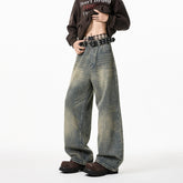 Mens Loose Straight Wide Leg Jeans Distressed Washed Vintage Oversized Floor Length Denim Pants Casual Streetwear 2025 Trendy voguable