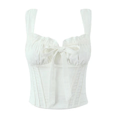 Women White Camisole Corset Tops Fitted Slim Cotton Summer Top Sexy Going Out Bodyshaper Bustier Tank Top voguable