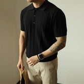New Men's Clothing Luxury Business Polo Shirt Casual Slim-fit Knitted Solid Color Short Sleeve T-shirt High Quality Tops M-3XL voguable