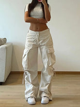 Voguable Cargos Style Parachute Pants Low Waist Women Joggers Harajuku Pockets Baggy Wide Leg Trousers y2k Streetwear Casual voguable