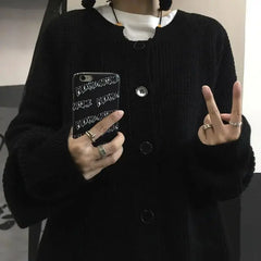 Woolen clothes men's trend ins Korean version all-match solid color big button knitted cardigan sweater jacket for men and women voguable