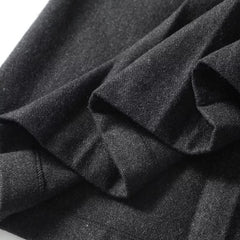 Women Autumn Winter Dark Gray Pleated A-line Midi Skirt Vintage High Waist Office Elegant Skirts