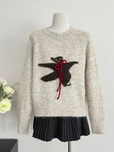 Fall Winter Women Vintage Korean Fashion O-neck Sweater Kawaii Graphic Pullovers Knitwear Shoujo Cozy 2000s Aesthetic Cute Core Pbong