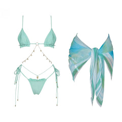 2025 One Piece Swimsuit With Chain Sexy Women Bikini Cut Out Swimwear Female Bandeau Biquini Push Up Bathing Suits Beachwear voguable