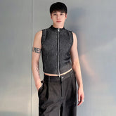 Voguable 2024 Summer New Fashion Knitted Elastic Tank Tops Men's Street Slim Solid Color Original Trendy Sleeveless Vest voguable