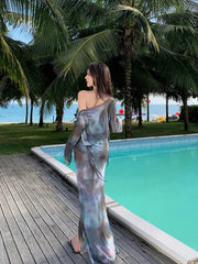 New Bikini Women's Four-Piece Long Skirt Sexy Europe And The United States Slim Spa Resort Bathing Suit