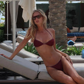 Shiny Diamond Bikini Set Sexy Women Swimsuit Push Up Swimwear Female Biquini Halter Bathing Suit Wine Red Bodysuit Beachwear voguable