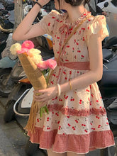 Voguable Summer Print Kawaii Party Mini Dress Women Backless Japanese Sweet Cute Dress Female Lace Korea Princess Lolita Fairy Dress voguable