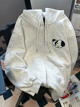 Cute Dog Cartoon Gray Hoodies Women Loose Long Sleeve Kawaii Sweatshirts Casual Vintage Preppy Style Fall Female Pockets Tops voguable