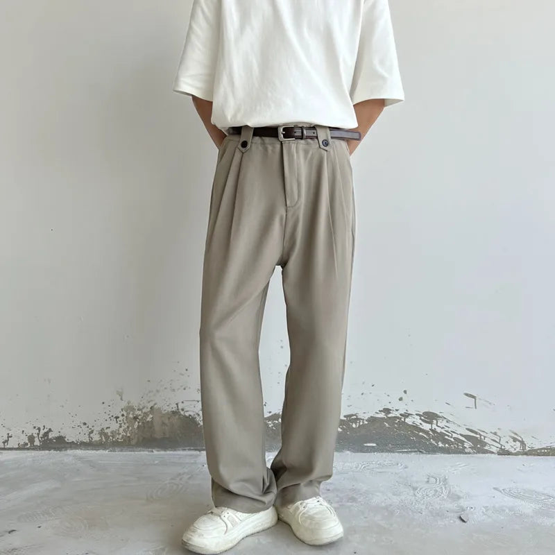 Voguable Black Khaki Suit Pants Men Slim fit Fashion Social Men Dress Pants Korean Straight Wide Leg Pants Men Office Formal Trousers voguable