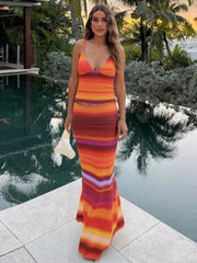 Print Sexy 2 Piece Sets Women Summer New V Neck Crop Tops And Maxi Skirt Female Elegant Club Party Slim Skirt Set voguable